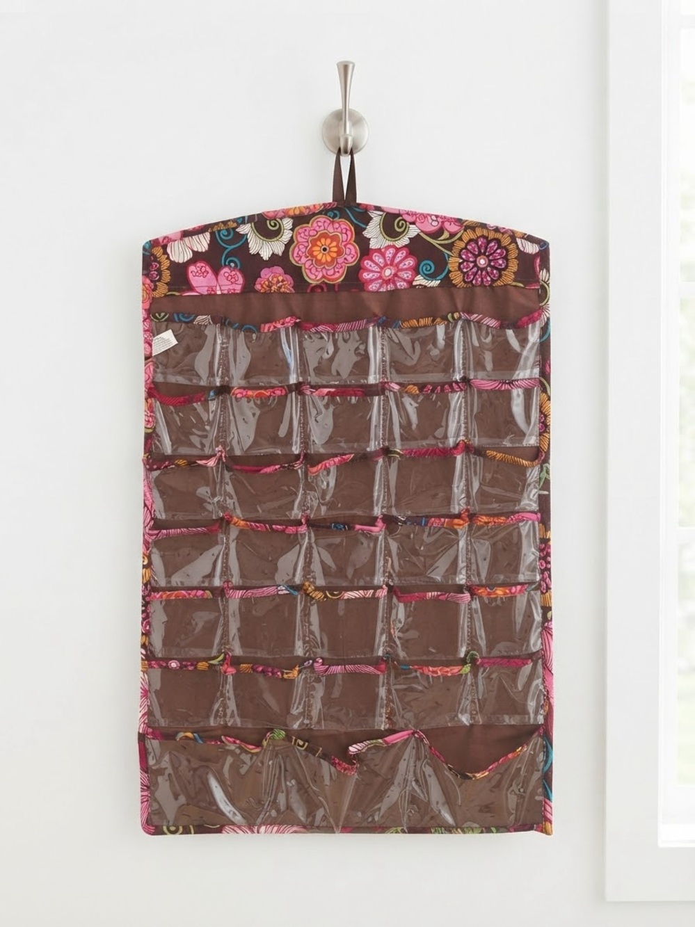 Floral Brown Wall Hanger Jewelry & Accessory Organizer Both Sides Bohemian Y2K